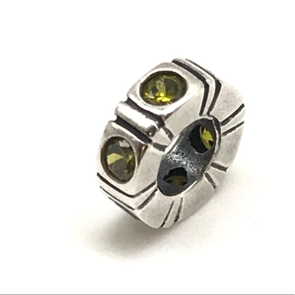 Pandora Green CZ Retired Trinity Spacer Charm - Picture 1 of 5